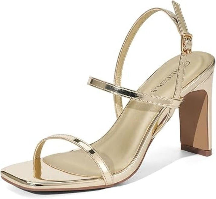 UB Women's Strappy Heels Square Open Toe Heeled Sandals
