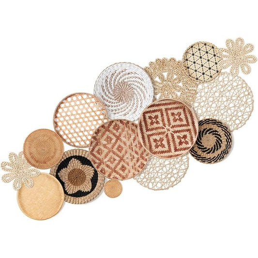 Set of 15 Wall Basket Decor Boho Wicker Wall Handmade Decor