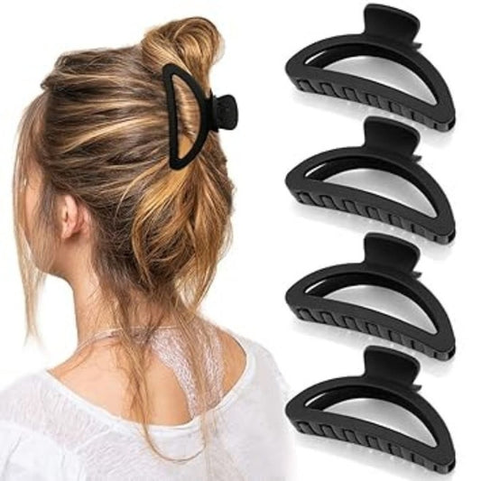 Canitor Hair Clips Set - 4Pcs Black Acrylic Semicircle Claw Clips